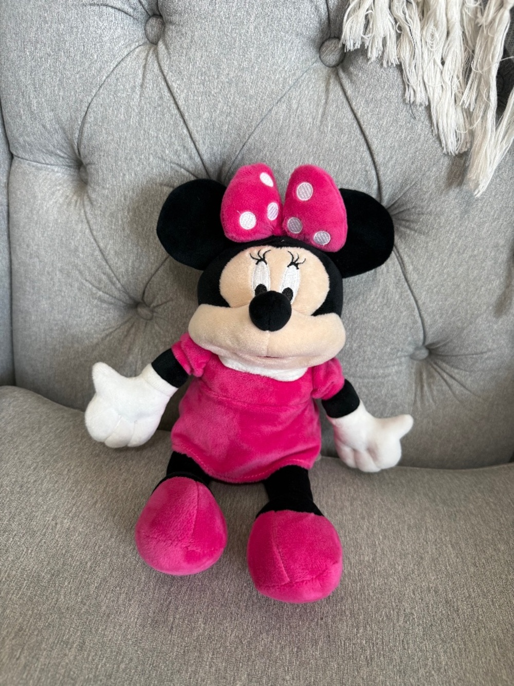 Disney Minnie Mouse Plush Coin Bank Pink Dress‎ Bow Soft Money 10 inch